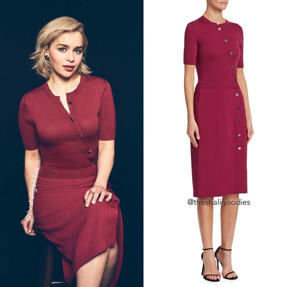 ALTUZARRA Jefferson Dress Burgundy Knit Button Midi - Picture 1 of 7